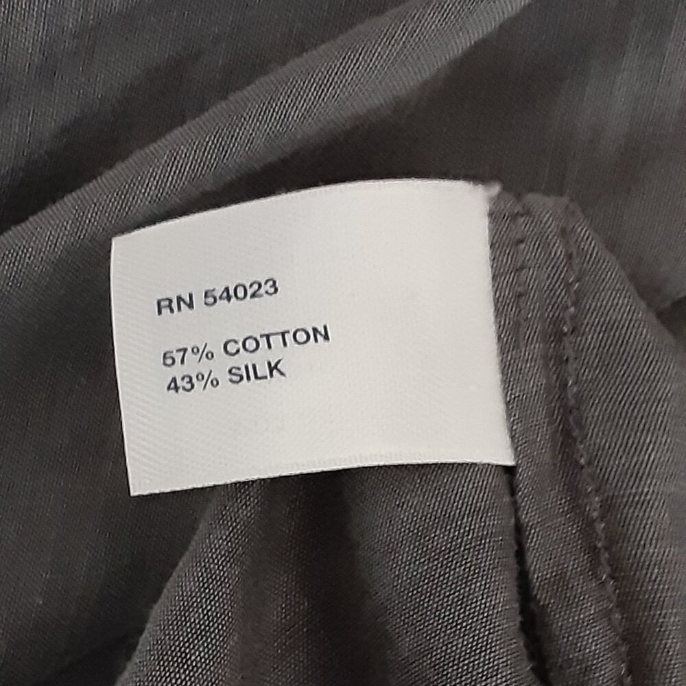 Beautiful Grey Silk/ Cotton Tie Front Blouse sz L - Picture 8 of 9